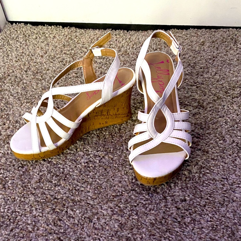 White Strappy Wedges